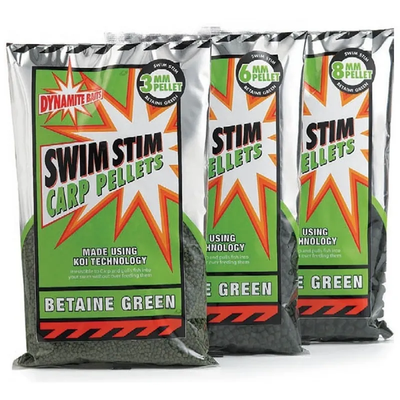 DYNAMITE BAITS PELLETS SWIM STIM CARP BETAINE GREEN 3MM 900G DY100