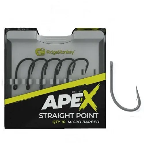 Ridgemonkey Ape-X Straight Point Hooks Size 8