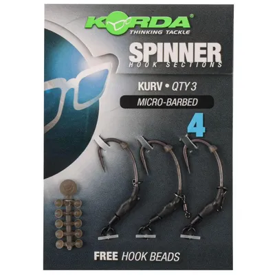 KORDA SPINNER HOOK SECTIONS KURV MICRO BARBED   SIZE 4