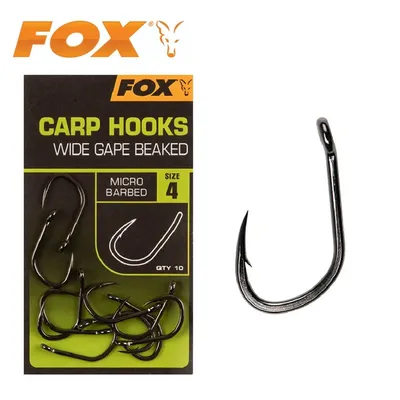 Fox Anzuelos Carp Hooks Wide Gape Beaked Micro Barbed Size 2
