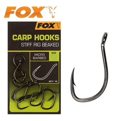 Fox Anzuelos Carp Hooks Stiff Rig Beaked Micro Barbed Size 6