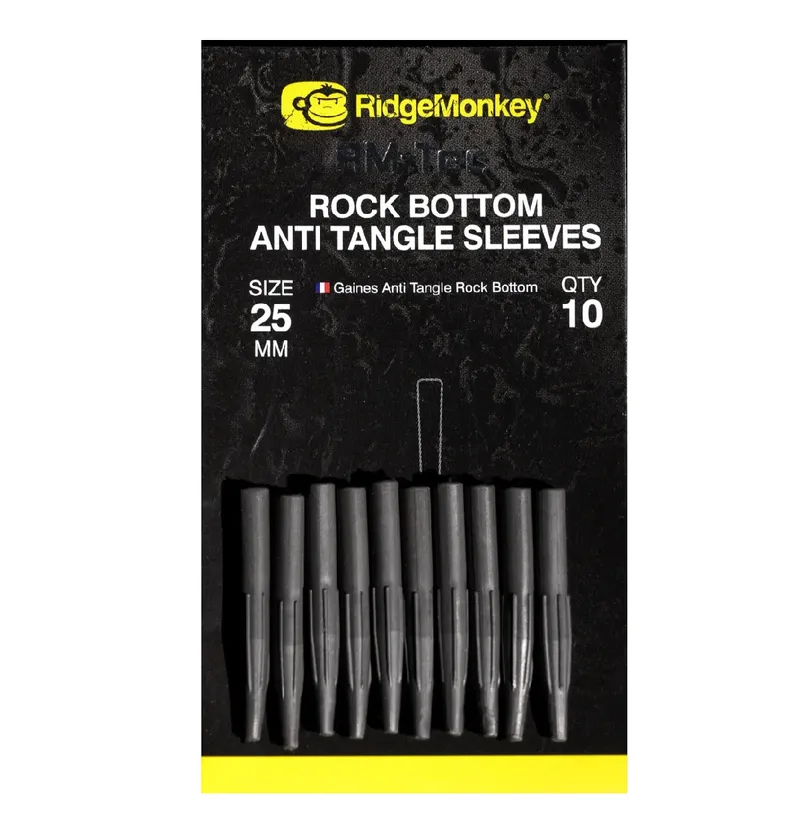 Ridgemonkey Connexion Rock Bottom Anti Tangle Sleeves Silt Black Small 25mm