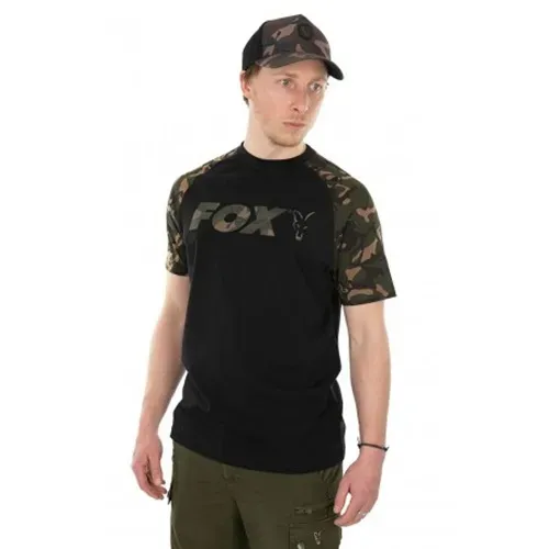 Fox Raglan T Shirt Black/Camo Size XL