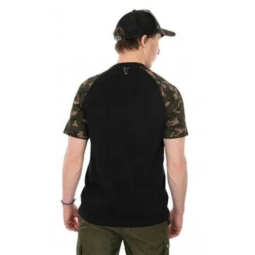 Fox Raglan T Shirt Black/Camo Size 3XL