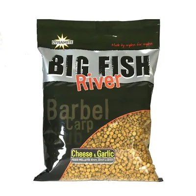 DYNAMITE BAITS BIG FISH RIVER PELLETS CHEESE & GARLIC 4 6 8MM 1.8KG DY1367