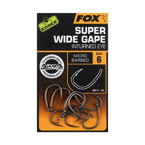 Fox Anzuelos Edges Super Wide Gape Inturned Eye Size 6