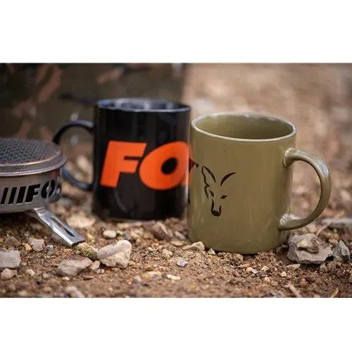 Fox Taza Collection Mug Green & Black Logo Ceramic 350ml
