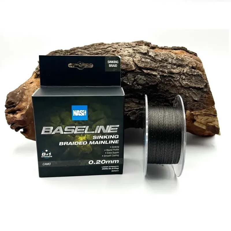 Nash Baseline Sinking Braided Camo 0.35mm 40lb 600m