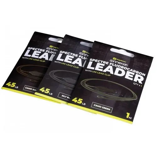 RidgeMonkey Spectre Fluorocarbon Uni Lead Clip Leader Silt Black