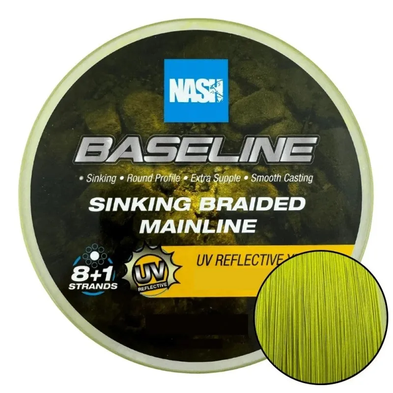 Nash Baseline Sinking Braid Uv Yellow 0,24mm 1200m