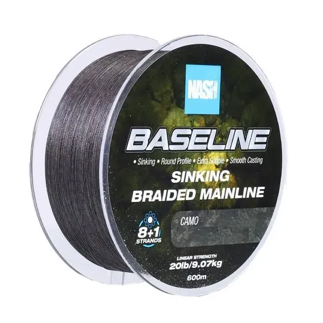 Nash Baseline Sinking Braid Camo 30Lb 0,28mm 600m