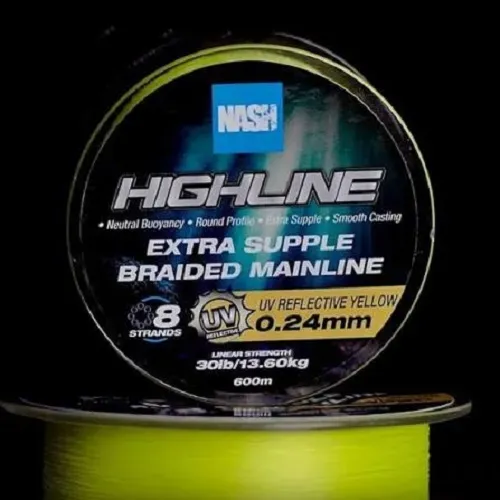 Nash Highline Extra Supple Braid Uv Yellow 0,28mm 600m