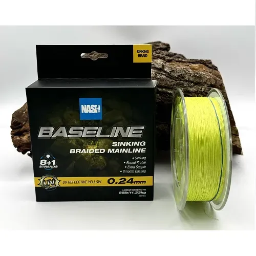 Nash Baseline Sinking Braid Uv Yellow 0,24mm 600m
