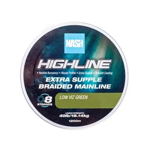 Nash Highline Extra Supple Braided Green 0,28mm 600m