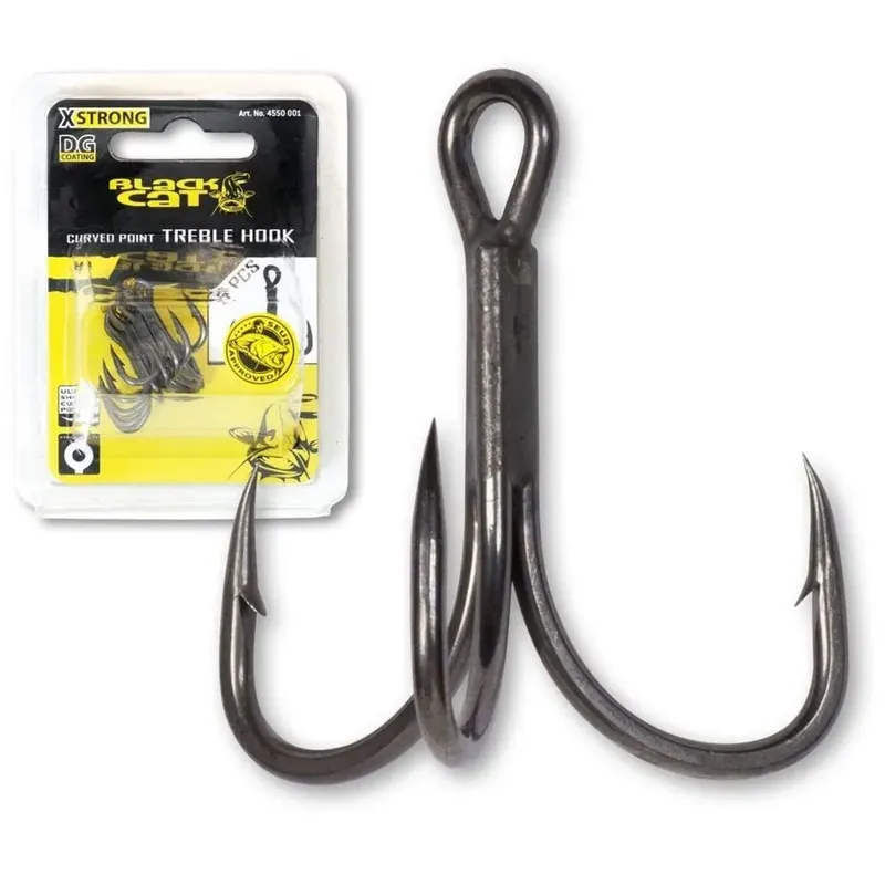 BLACK CAT CURVED POINT TREBLE HOOK DG SIZE 2.0 (5 UNID) 4550200