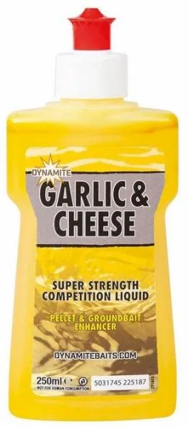 DYNAMITE BAITS GARLIC & CHEESE SUPER STRENGTH COMPETITION LIQUID PELLET & GROUNDBAIT ENHANCER 250ML DY1631