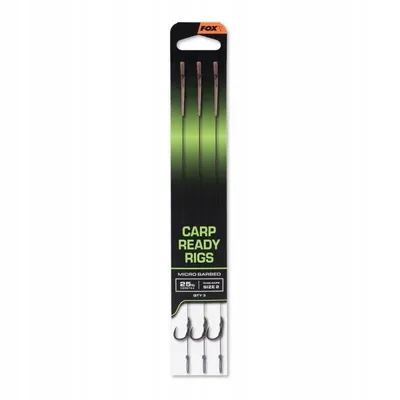Fox Carp Ready Rigs x3 Micro Barbed Wide Gape Size 2 25lb