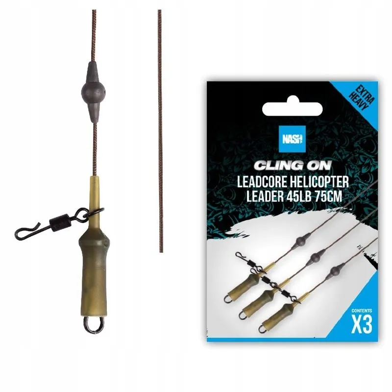 Nash Cling On Leadcore Helicopter Leader 45Lb 75cm