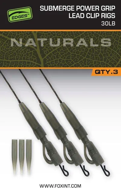FOX EDGES™ NATURALS SUBMERGE POWER GRIP LEAD CLIP LEADERS 30LBRS CAC850