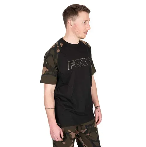 Fox Black & Camo Outline T Shirt Size L