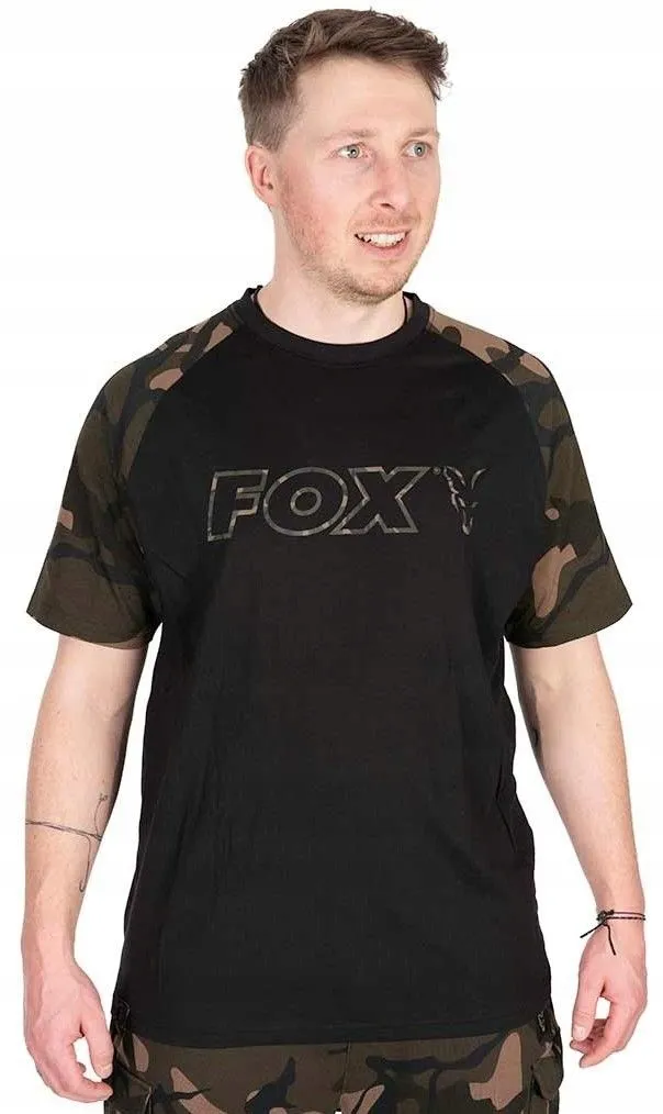 Fox Black/Camo Outline Print T Shirt Black 3XL