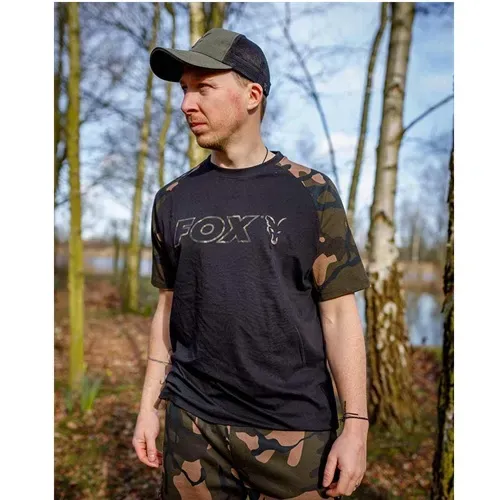 Fox Black/Camo Outline Print T Shirt Black 3XL