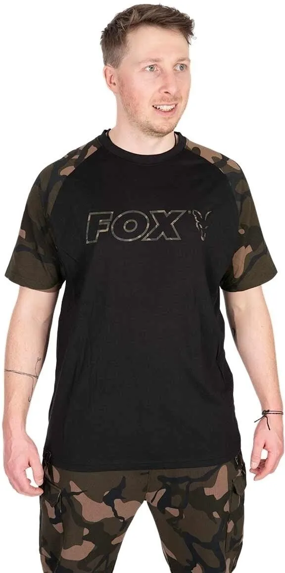 Fox Camo Outline Print T Shirt Black Size 2XL