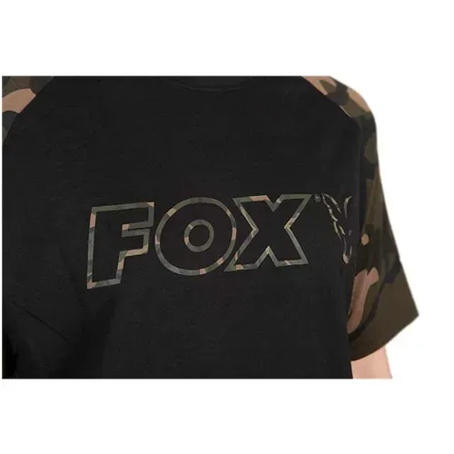 Fox Camo Outline Print T Shirt Black Size 2XL