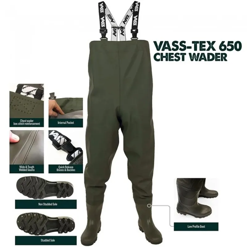 VASS TEX 650 SERIES CHEST WADER SIZE 42 UK9 VA650 70/7/42