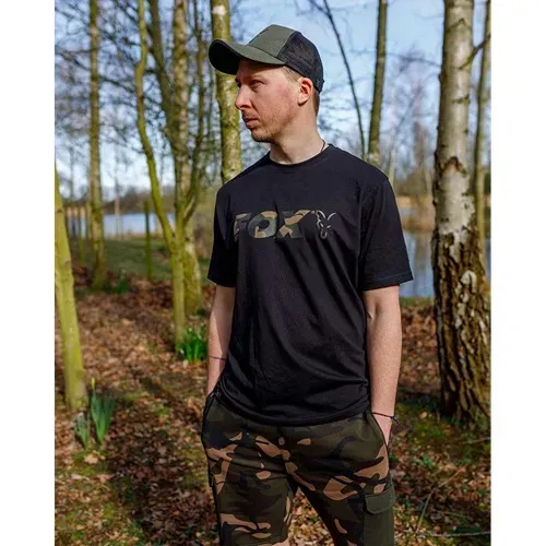 Fox Black/Camo Logo T Shirt Size M