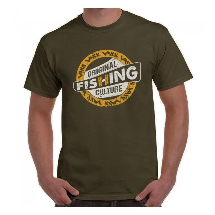 Vass Fishing Culture Printed T Shirt Khaki Size XL