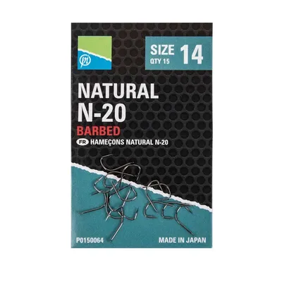 PRESTON INNOVATIONS HOOKS NATURAL N 20 SIZE 14 P0150064
