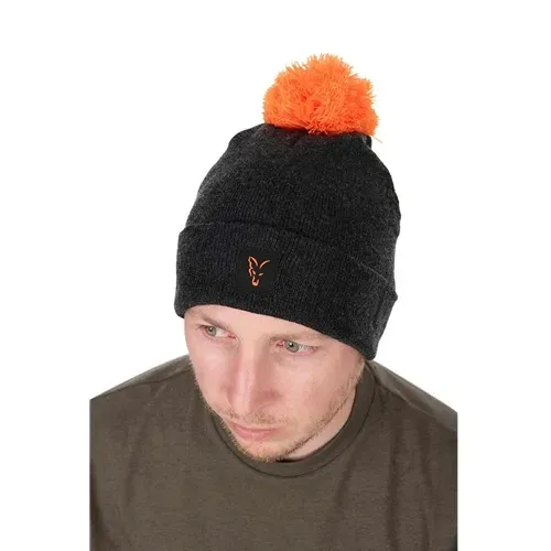 Fox Collection Bobble Hat Black & Orange