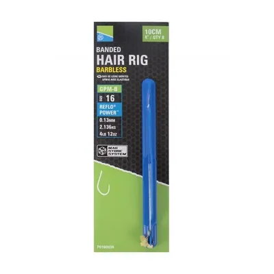PRESTON INNOVATIONS BANDED HAIR RIG 4 10CM BARBLESS CPM B SIZE 16 P0160036