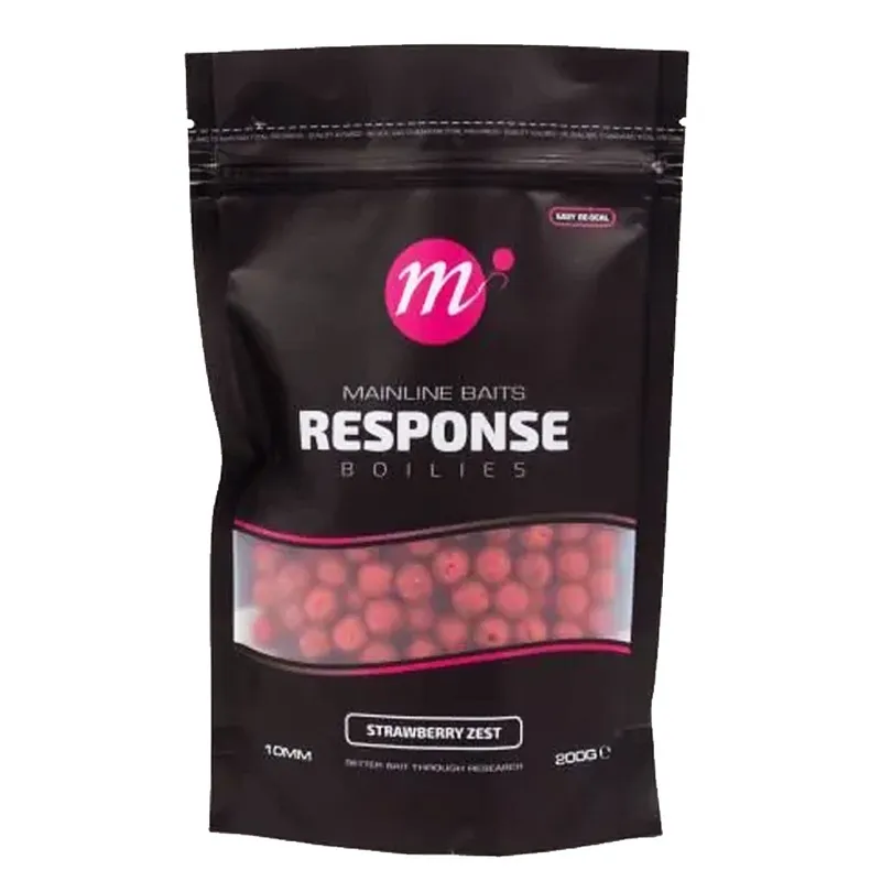 MAINLINE RESPONSE BOILIES STRAWBERRY ZEST 10MM 200G M01002