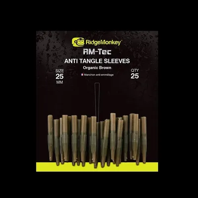 Ridgemonkey RM-Tec Anti Tangle Sleeves Organic Brown Short 25mm 25Qty