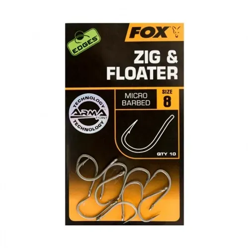 Fox Anzuelos Arma Point Edges Zig & Floater Hooks Size 8