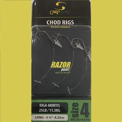 CARP SPIRIT CHOD RIGS RIGA MORTIS 25LB 11.3 KG SIZE 4 LONG ACS340023